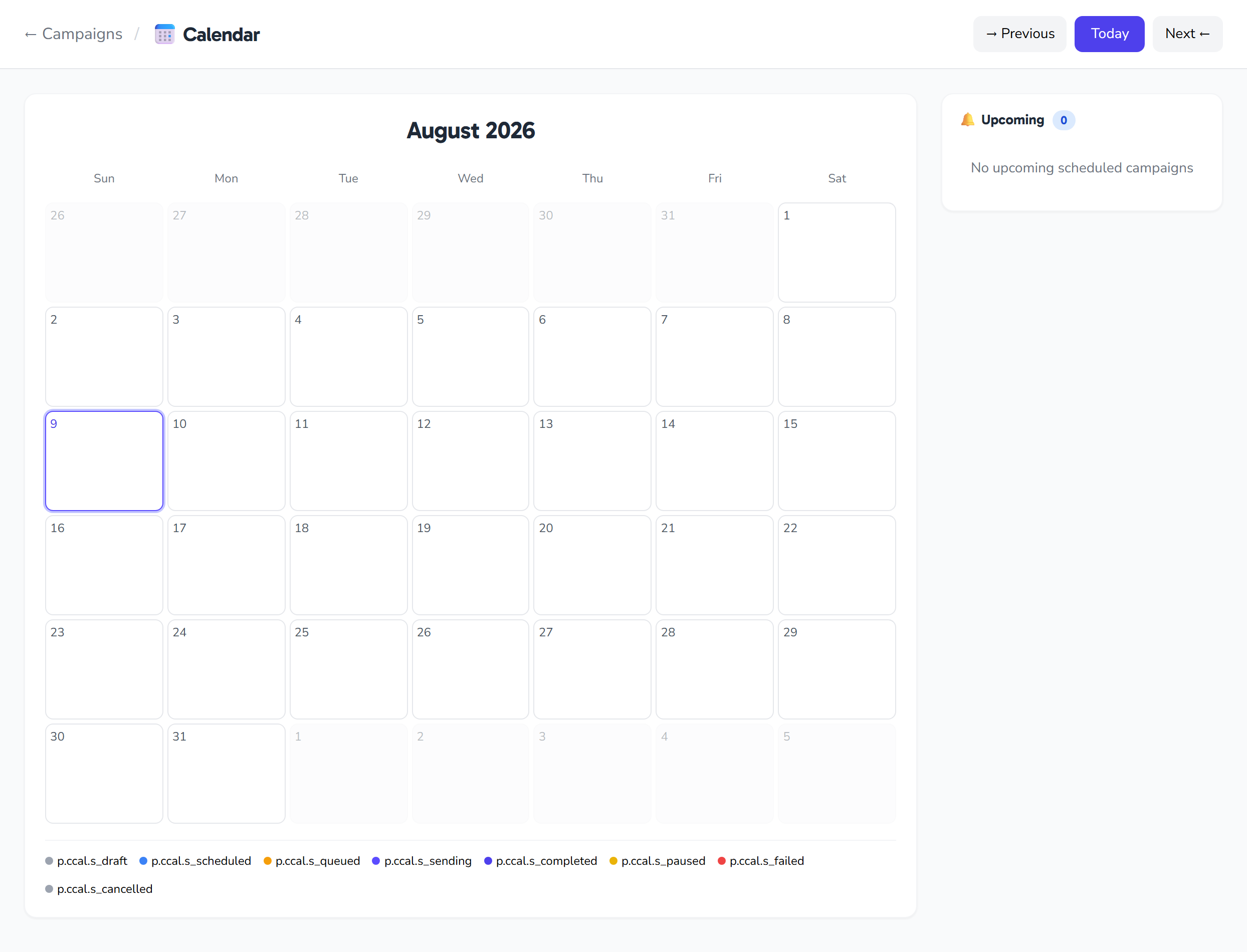 The campaigns calendar