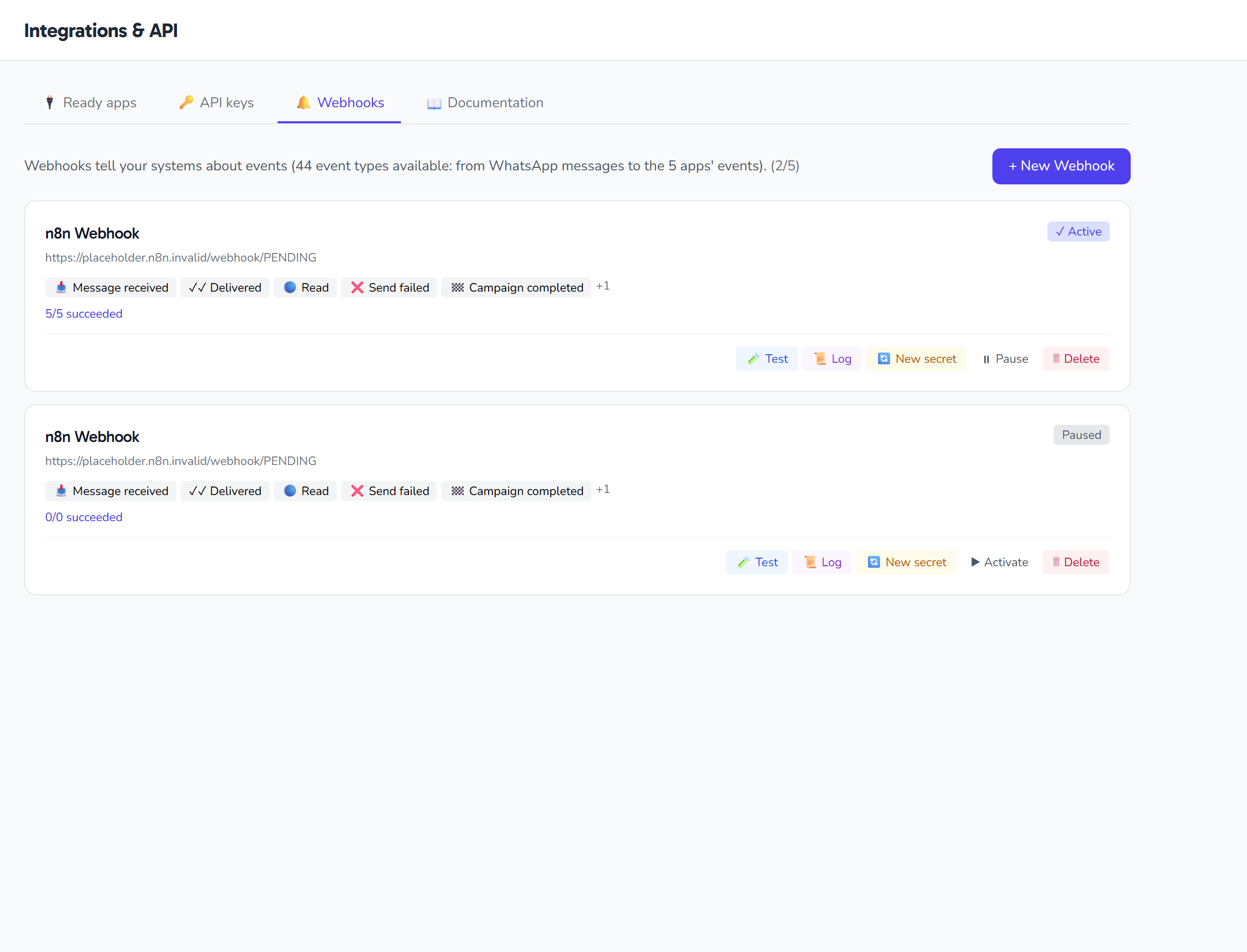 Webhook configuration